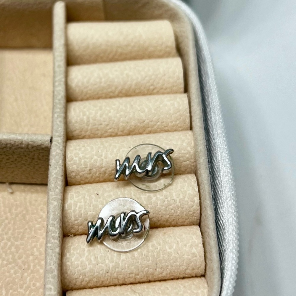 Silver 'Mrs' Earrings